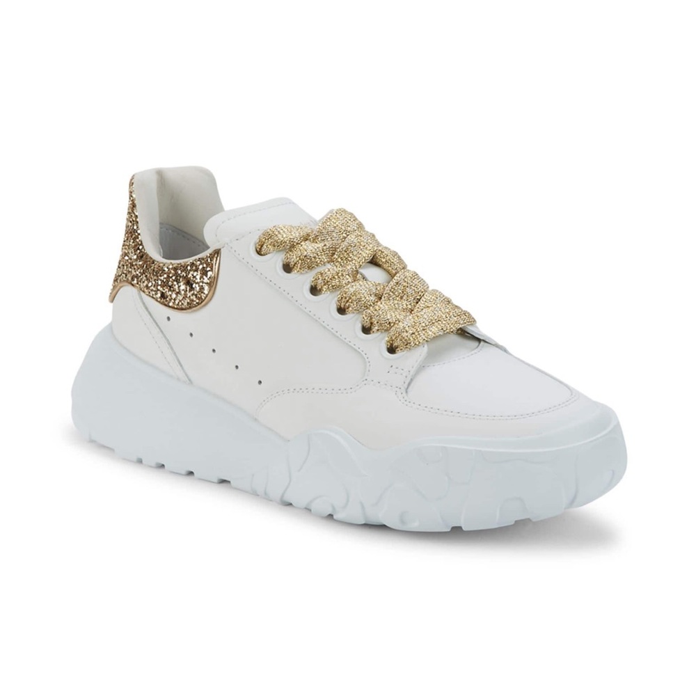 New Alexander McQueen glitter counter court leather chunky sneaker size 37/7